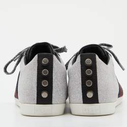 Pre Owned Gucci Silver Glitter Bambi Web Low-Top Sneakers Size 36
