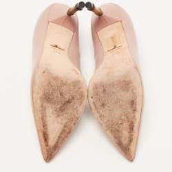 Pre Owned Gucci Dusty Pink Leather Bamboo Heel Pumps Size 37.5
