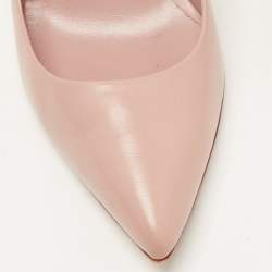 Pre Owned Gucci Dusty Pink Leather Bamboo Heel Pumps Size 37.5