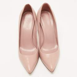 Pre Owned Gucci Dusty Pink Leather Bamboo Heel Pumps Size 37.5