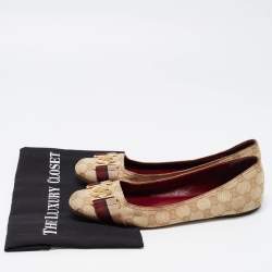 Gucci Beige/Brown GG Canvas Ballet Flats Size 40