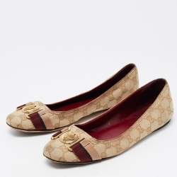 Gucci Beige/Brown GG Canvas Ballet Flats Size 40