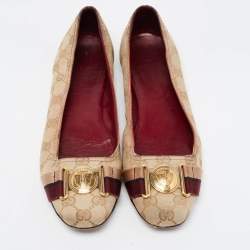 Gucci Beige/Brown GG Canvas Ballet Flats Size 40