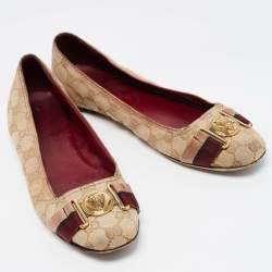 Gucci Beige/Brown GG Canvas Ballet Flats Size 40