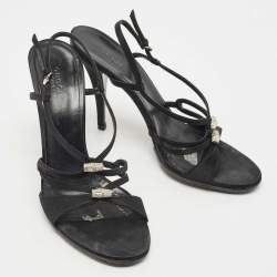 Gucci Black Satin Strappy Sandals Size 39.5