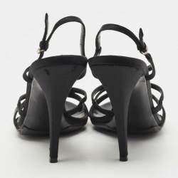Gucci Black Satin Strappy Sandals Size 39.5