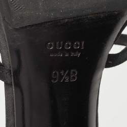 Gucci Black Satin Strappy Sandals Size 39.5