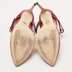 مملوكة مسبقًا Gucci Red Leather Sylvie Mary Jane Pumps Size 39