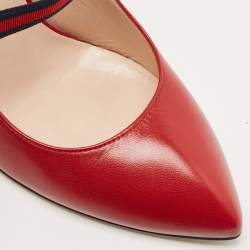 مملوكة مسبقًا Gucci Red Leather Sylvie Mary Jane Pumps Size 39