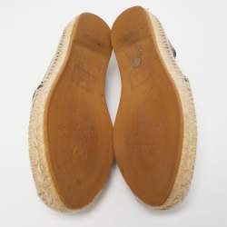 Pre Owned Gucci Beige/Brown GG Supreme Canvas Bee Espadrille Flats Size 38.5