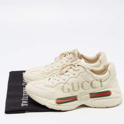 Gucci White Leather Rhyton Low Top Sneakers Size 40.5
