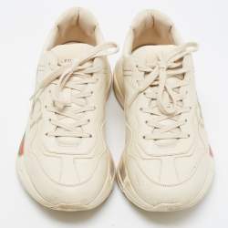 Gucci White Leather Rhyton Low Top Sneakers Size 40.5