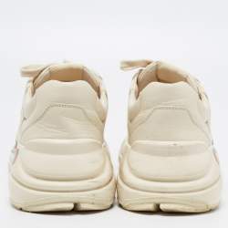 Gucci White Leather Rhyton Low Top Sneakers Size 40.5