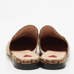 Gucci Beige/Brown GG Canvas Princetown Horsebit Mules Size 37.5