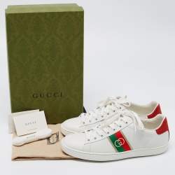 Gucci White Leather Interlocking G Ace Low Top Sneakers Size 39