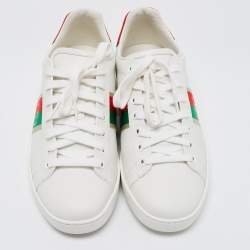 Gucci White Leather Interlocking G Ace Low Top Sneakers Size 39