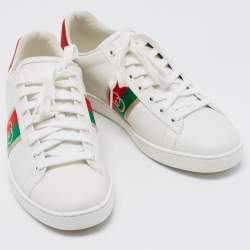 Gucci White Leather Interlocking G Ace Low Top Sneakers Size 39