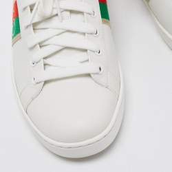 Gucci White Leather Interlocking G Ace Low Top Sneakers Size 39