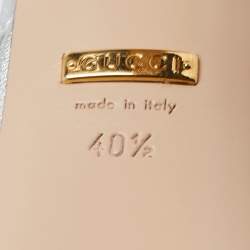 Pre Owned Gucci Gold/Silver Foil Leather Angel Tiger Embellished Platform Ankle Strap Sandals Size 40.5