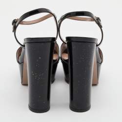 Gucci Black Patent Leather Claudie Platform Sandals Size 36.5