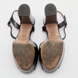 Gucci Black Patent Leather Claudie Platform Sandals Size 36.5
