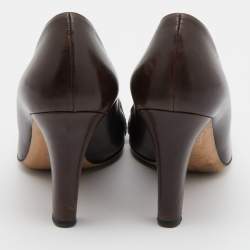 Pre Owned Gucci Brown Leather Web Interlocking G Pumps Size 40