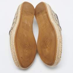 Gucci Beige/Black GG Coated Canvas and Leather Bee Espadrilles Flats Size 39.5