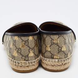 Gucci Beige/Black GG Coated Canvas and Leather Bee Espadrilles Flats Size 39.5