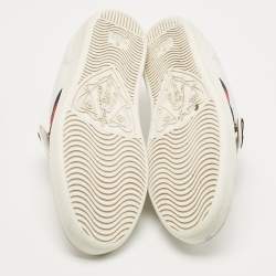 Gucci White Leather Ace Heart Arrow Web Low Top Sneakers Size 40