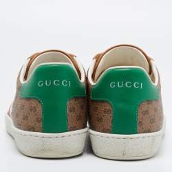 Gucci X Disney Brown GG Coated Canvas Ace Low Top Sneakers Size 36