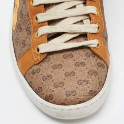 Gucci X Disney Brown GG Coated Canvas Ace Low Top Sneakers Size 36