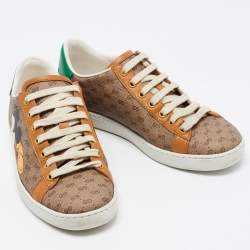 Gucci X Disney Brown GG Coated Canvas Ace Low Top Sneakers Size 36