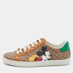 Gucci X Disney Brown GG Coated Canvas Ace Low Top Sneakers Size 36