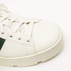 Pre Owned Gucci White Leather Bee Ace Platform Low Top Sneakers Size 37.5
