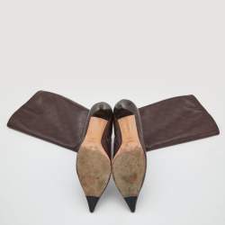 Gucci Brown Guccissima Leather Pointed Toe Knee Length Boots Size 40