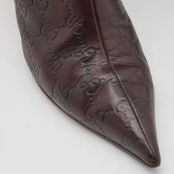 Gucci Brown Guccissima Leather Pointed Toe Knee Length Boots Size 40