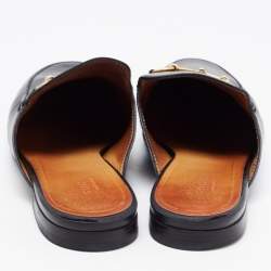 Pre Owned Gucci Black Leather Princetown Mules Size 37.5