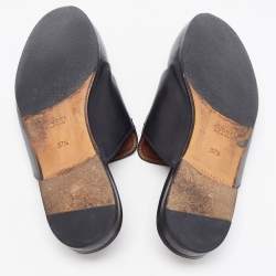 Pre Owned Gucci Black Leather Princetown Mules Size 37.5