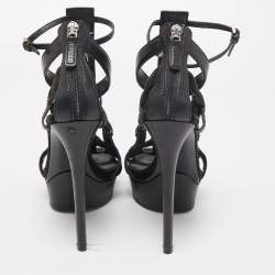 Gucci Black Leather and Suede Daryl Sandals Size 37.5