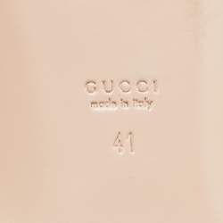 Gucci Cream Leather Embellished Bee Bow Ankle Strap Flat Sandals Size 41