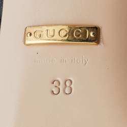 Pre Owned Gucci Black Bee Star Embroidered Leather Web Sylvie Slingback Pumps Size 38