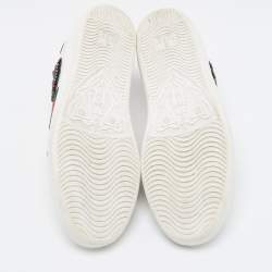 مملوكة مسبقًا Gucci White Leather and Canvas Ace Low Top Sneakers Size 36