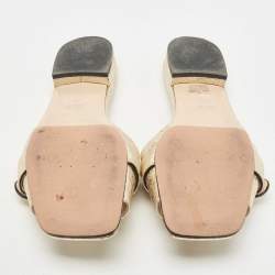 Gucci Gold Crinkled Leather GG Marmont Flat Slides Size 40