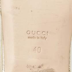 Gucci Gold Crinkled Leather GG Marmont Flat Slides Size 40