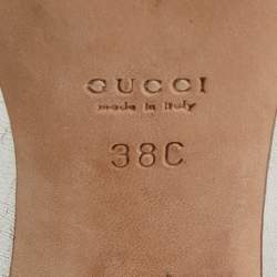 Pre Owned Gucci Gold Leather Interlocking G Loafer Pumps Size 38