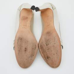 Pre Owned Gucci Gold Leather Interlocking G Loafer Pumps Size 38
