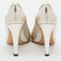 Pre Owned Gucci Gold Leather Interlocking G Loafer Pumps Size 38