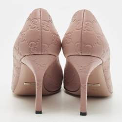 Pre Owned Gucci Pink Guccissima Leather Hollywood Horsebit Peep Toe Pumps Size 40.5