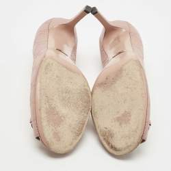 Pre Owned Gucci Pink Guccissima Leather Hollywood Horsebit Peep Toe Pumps Size 40.5