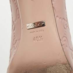 Pre Owned Gucci Pink Guccissima Leather Hollywood Horsebit Peep Toe Pumps Size 40.5